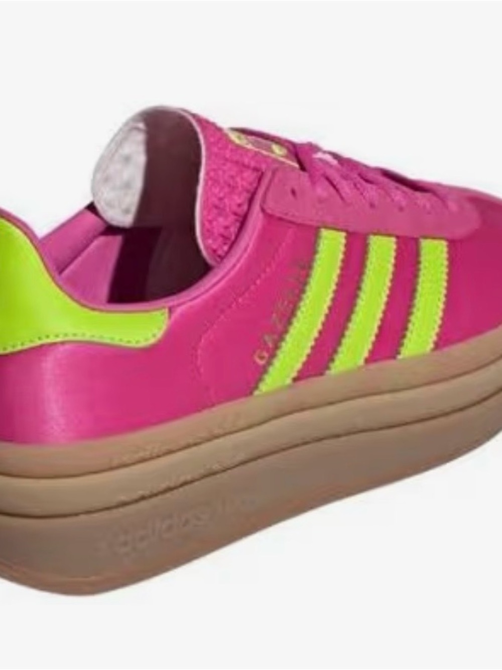 Ladies Size 9 Adidas Gazelle Bold Hot Pink & Neon Green Platform Sneakers - Picture 11 of 14